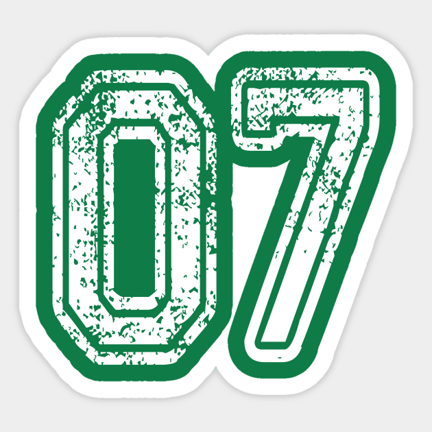 Number 07 Grungy in white Sticker by Sterling